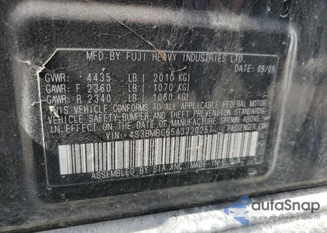 2010 Subaru Legacy 2.5I Premium из США, поврежденный, VIN 4S3BMBC65A3220257